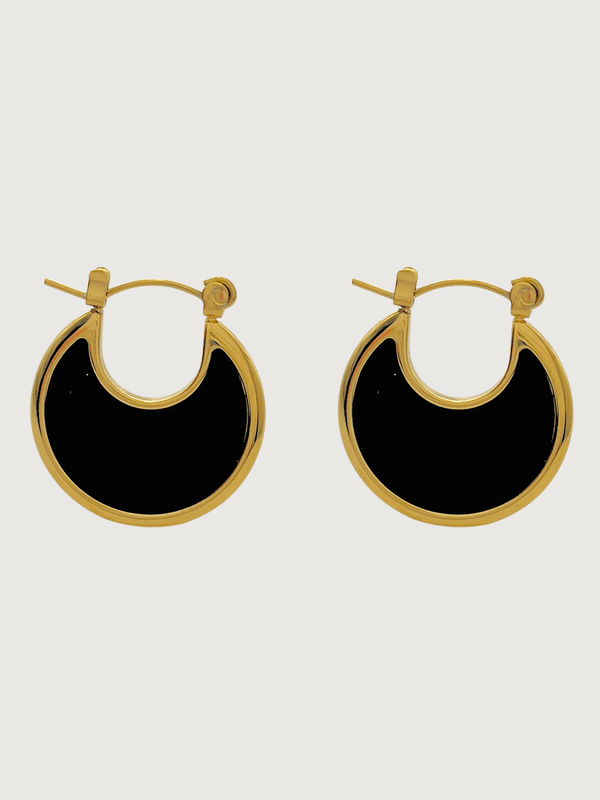 Joana Black Hoop earrings in 18k Gold Plated Metal