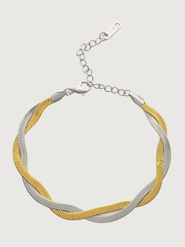 Raia Two-tone Ripple Bracelet in 18K Gold Plated Metal