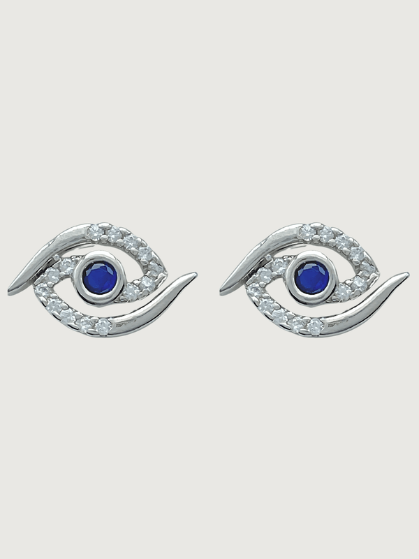 Aria's Silver Mini Evil Eye Stud Earrings in Sterling Silver