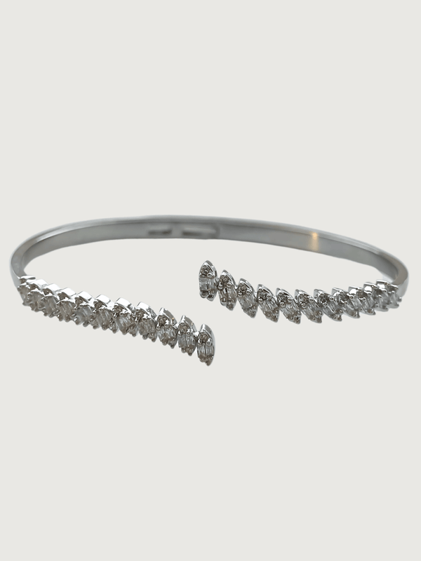 Leni open Bangle  in Rhodium Plated Metal