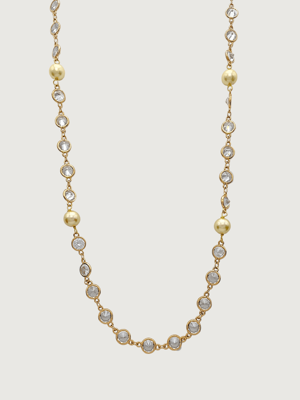 Claire Pearl & Crystal Necklace in 18k Gold-plated Metal