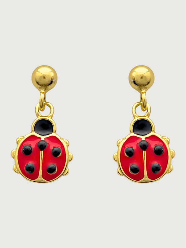 Little Princess Lady Bug Earrings in 18k Gold plated Sterling Silver