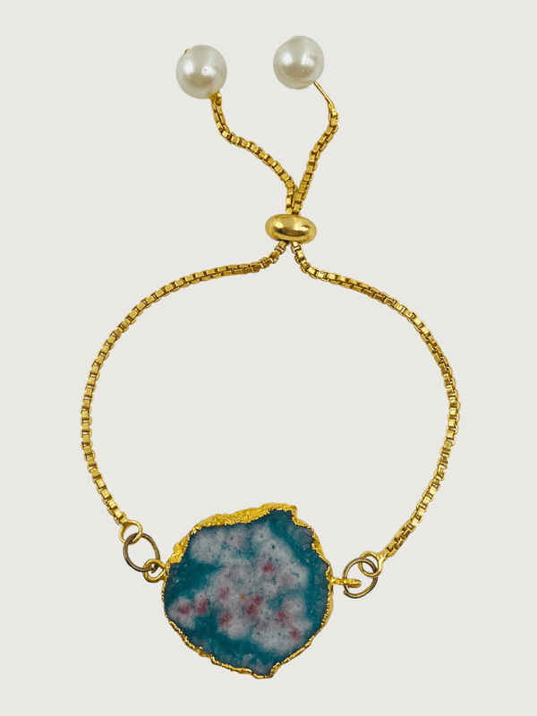 Harmony Agate Bracelet in Brass with 18K Gold Plating