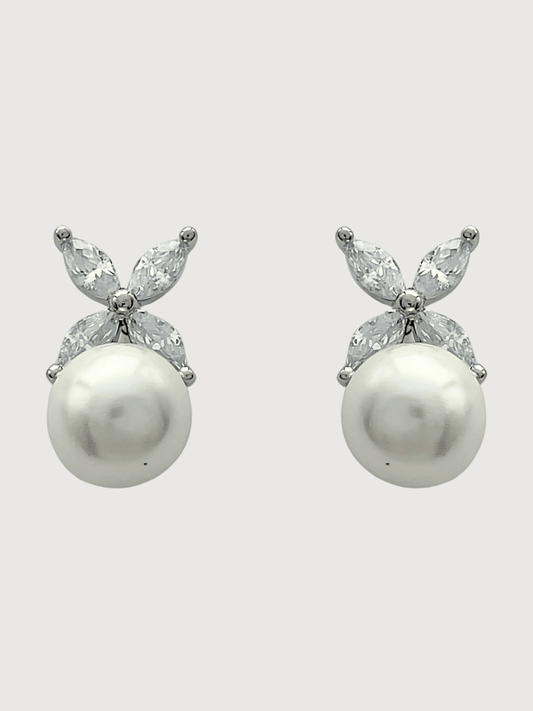 Chloe Pearl Drop Earrings in Sterling Silver