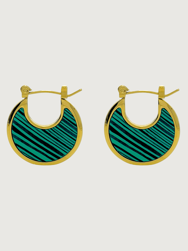 Joana Green Hoop Earrings in 18k Gold Plated Metal