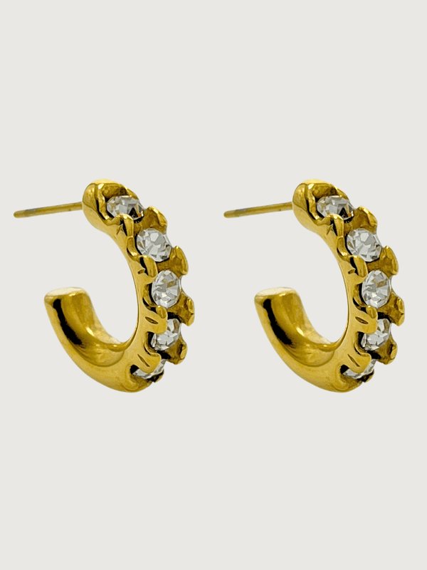 Corinne Crystal Hoops in 18k Gold Plated Metal