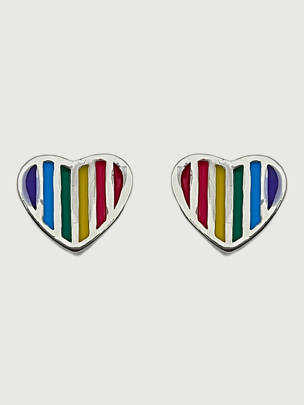 Little Princess Colorful Heart Stud Earrings in Sterling Silver