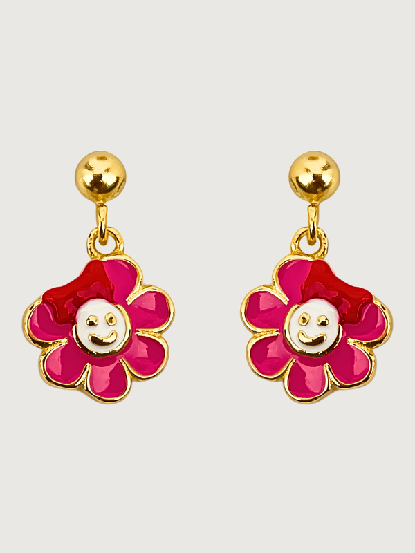 Little Princess Flower Dangle Earrings in 18k Gold Plated Sterling Silver