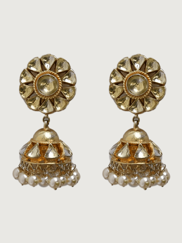 Ria Pearl Jhumka Earrings in Gold Finish