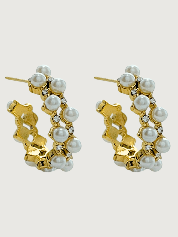 Reef Pearl Waterproof Hoop Earrings in 18K Gold Plated Metal