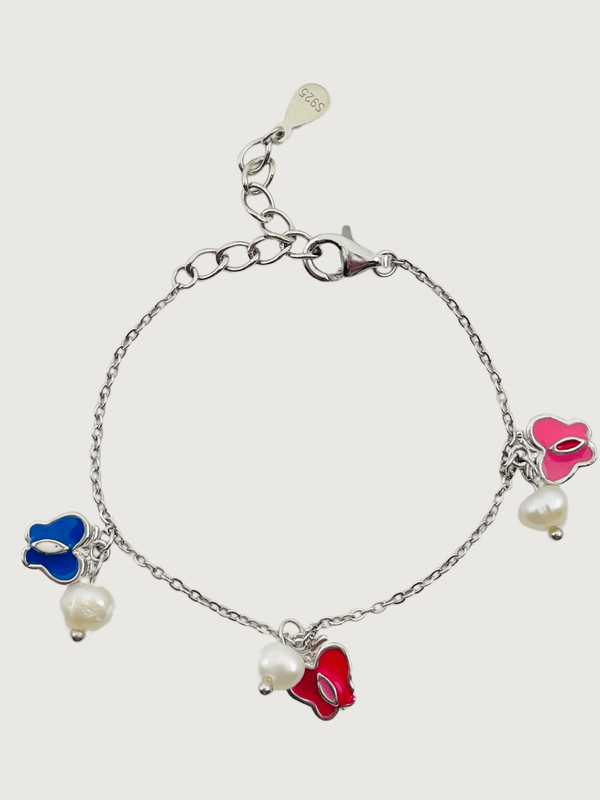 Little Princess Enamel Butterfly Charm Bracelet in Sterling Silver