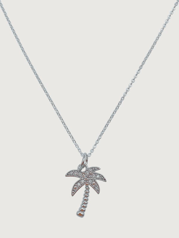 Palm Tree Pendant Necklace in 925 Sterling Silver