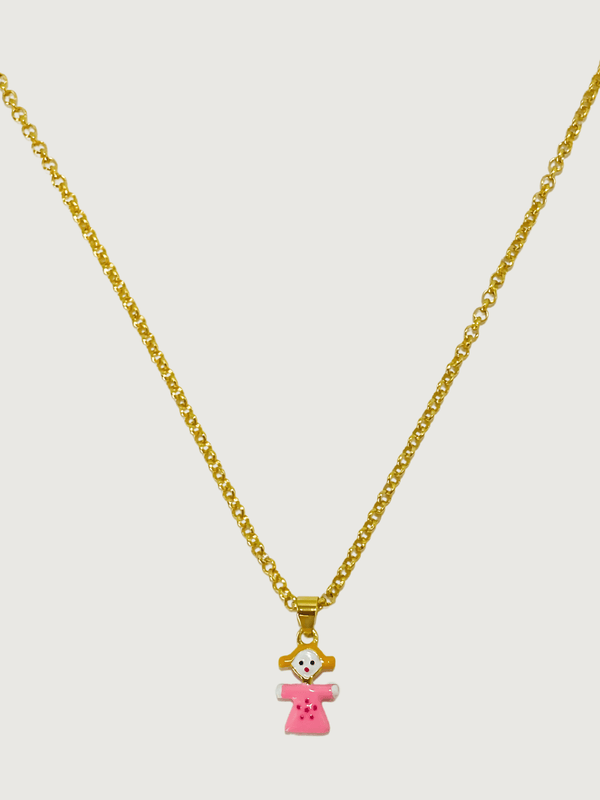 Little Princess Dolly Pendant Necklace in 18K Gold Plated Sterling Silver