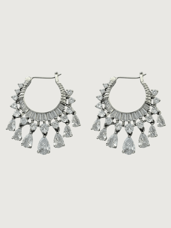 Samra Sparkle Earrings in Rhodium Plated Metal