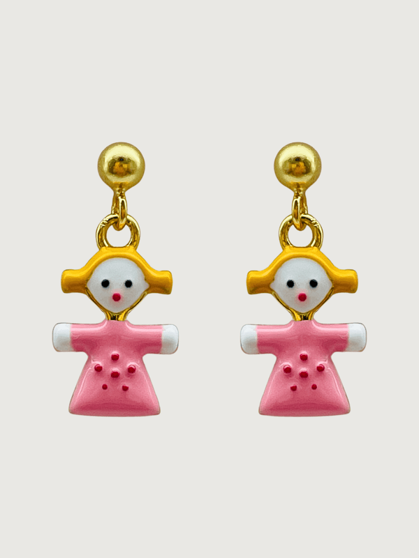 Little Princess Dolly Dangle Earrings in 18K Gold Plated Sterling Silver