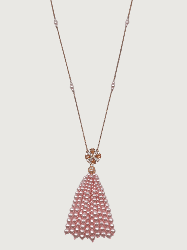 Dahlia Pearl Tassel Necklace in 18k Rose Gold-plated Sterling Silver