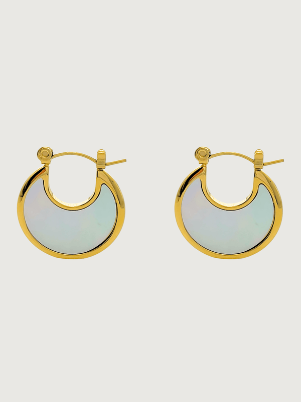 Joana Pearl Hoop Earrings in 18k Gold Plated Metal