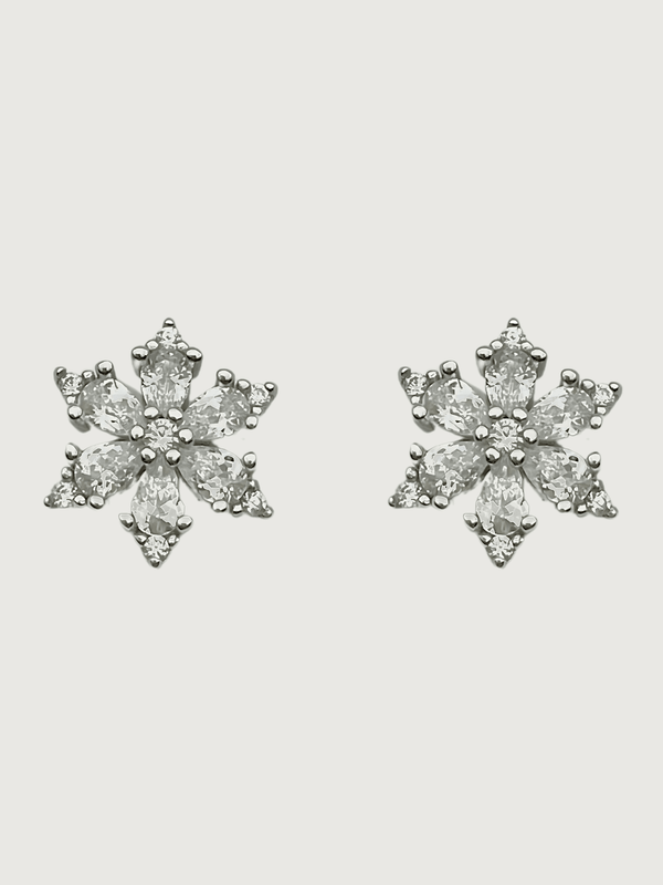 Belle Snowflake Earrings in Sterling Silver