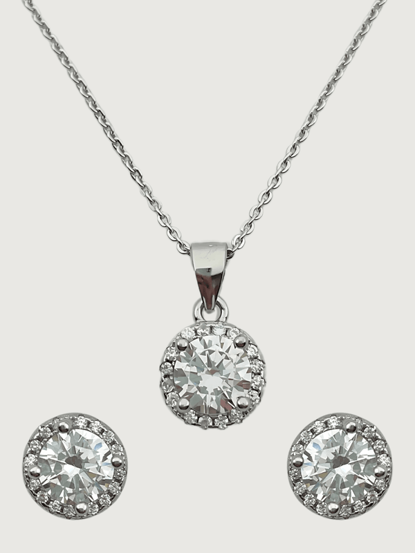 Lia Pendant Necklace & Stud Earrings Set in Sterling Silver