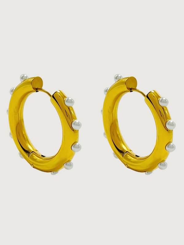 Perla Hoop Earrings in Stainless Steel in 18K Gold Plated Metal