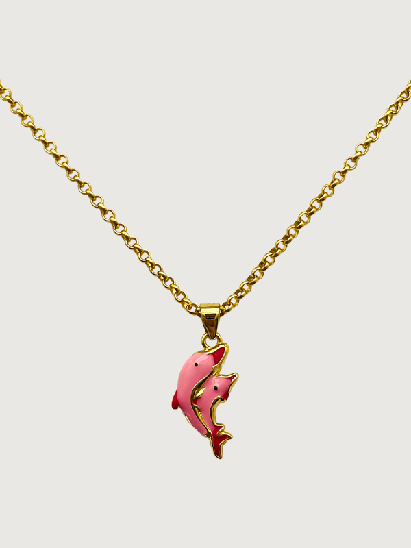 Little Princess Dolphin Pendant Necklace in 18k Gold Plated sterling Silver