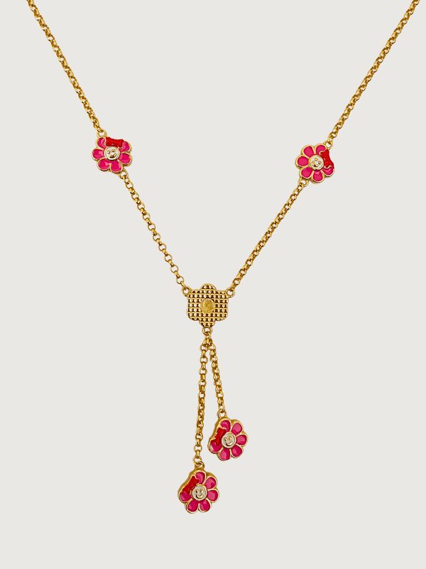 Little Princess Flower Lariat Necklace in 18k Gold Plated Sterling Silver