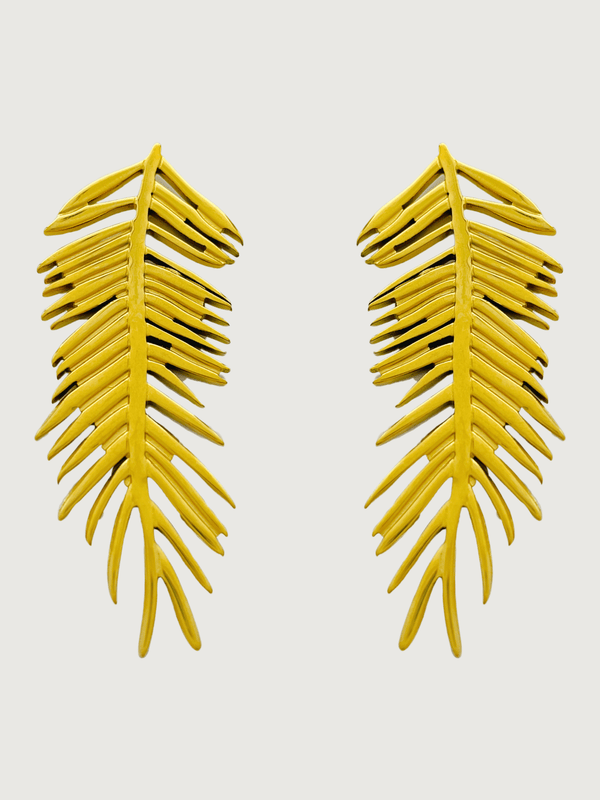 Palm Leaf Stud Earrings  in 18K Gold Plated Metal