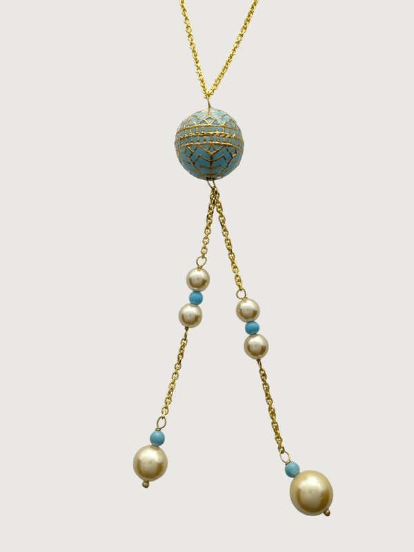 Nyla Pearl Tassel Enamel Necklace in 18k Gold-plated Sterling Silver