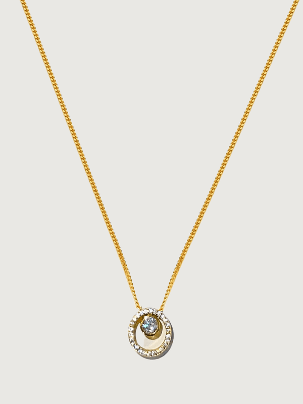 Rhea Ring Solitaire Pendant in 18k Gold Plated Sterling Silver