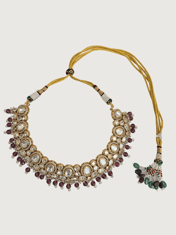 Mahima Kundan Polki Necklace and Drop Earrings Set