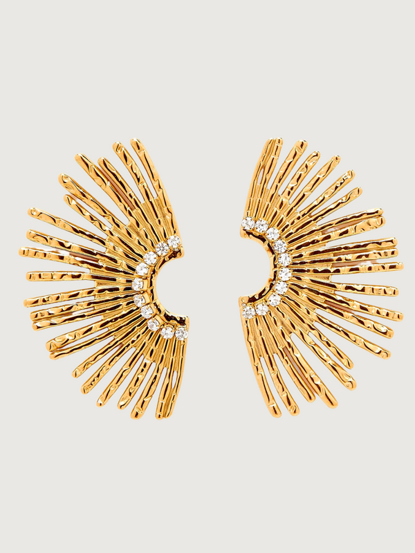 Ariana Fan Stud Earrings in 18K Gold-Plated Metal