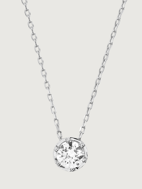 Ava Solitaire Pendant in Rhodium Plated Sterling Silver