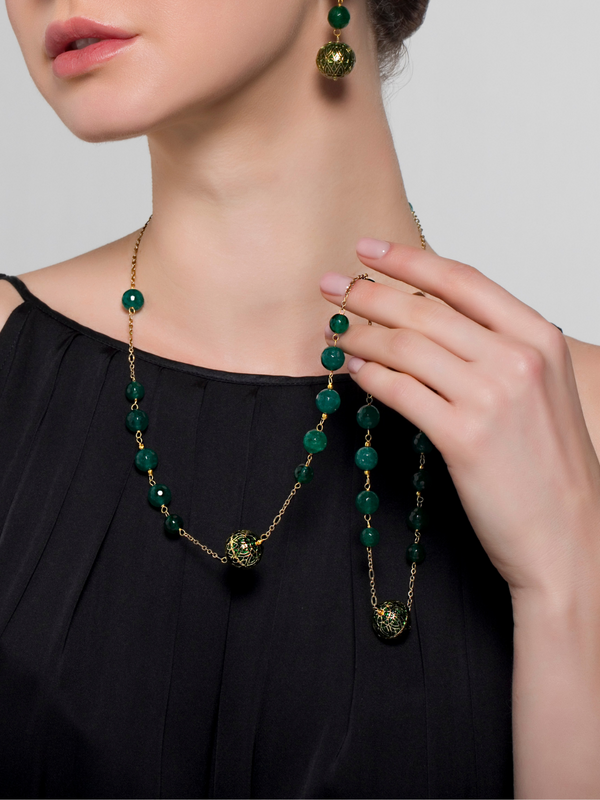 Azana Necklace in 18K Gold Plated Sterling Silver- Green