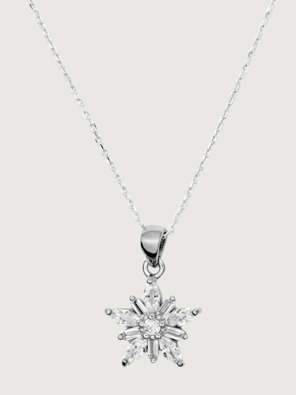 Belle Snowflake Necklace in Sterling Silver