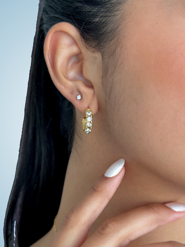 Corinne Crystal Hoops in 18k Gold Plated Metal