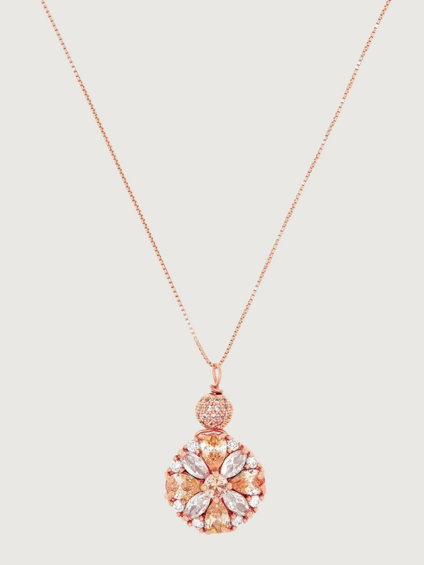 Dahlia Pendant Necklace in 18K Rose Gold Plated Sterling Silver