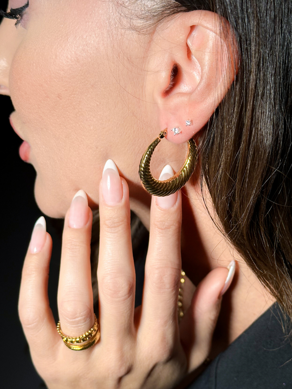 Dora Hoop Earrings in 18K Gold Plated Metal