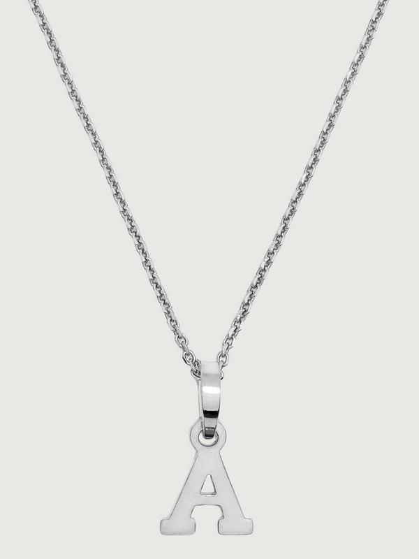 Letter 'A' Initials Pendant Necklace in Sterling Silver