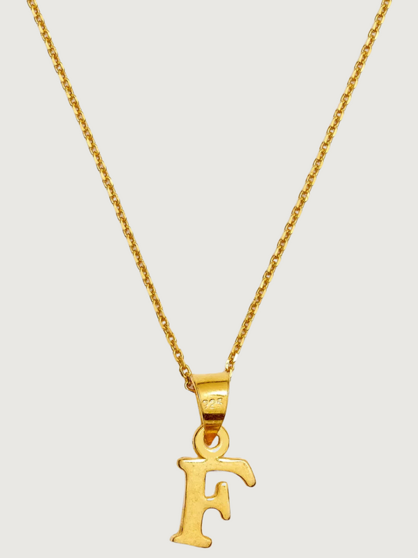 Letter 'F' Initials Pendant Necklace in 18k Gold-plated Sterling Silver