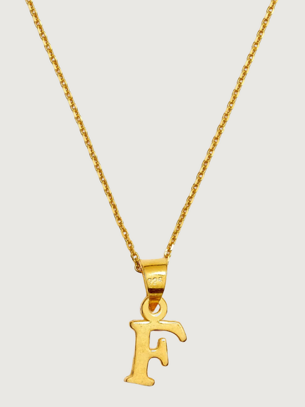 Initials 'F' Necklace in 18k Gold-plated Silver