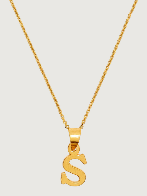 Letter 'S' Initials Pendant Necklace in 18k Gold-plated Sterling Silver