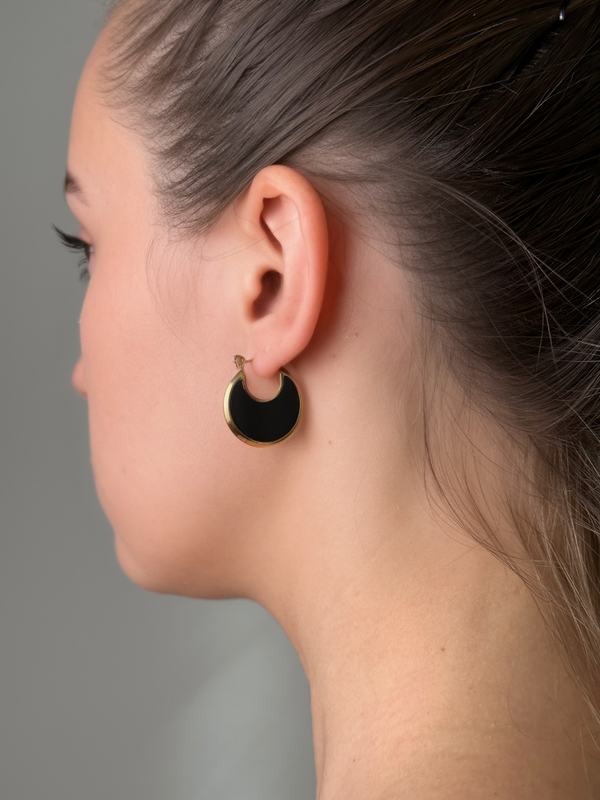 Joana Black Hoop earrings in 18k Gold Plated Metal