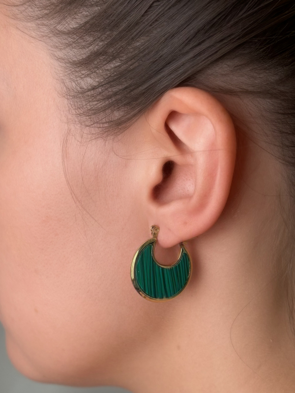 Joana Green Hoop Earrings in 18k Gold Plated Metal