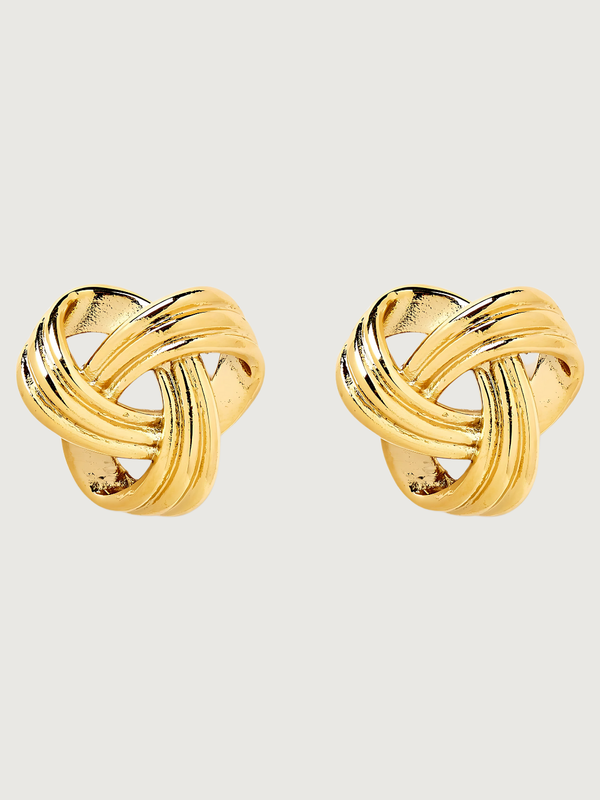 Julia Knot Stud Earrings in 18K gold Plated Metal