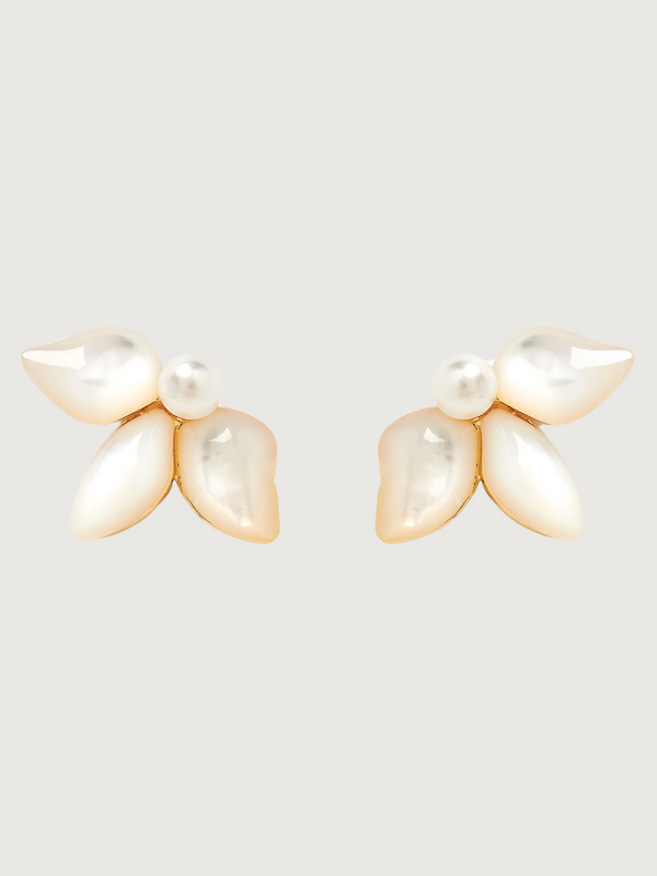 Katie Pearl Stud Earrings in 18K Gold-Plated Metal