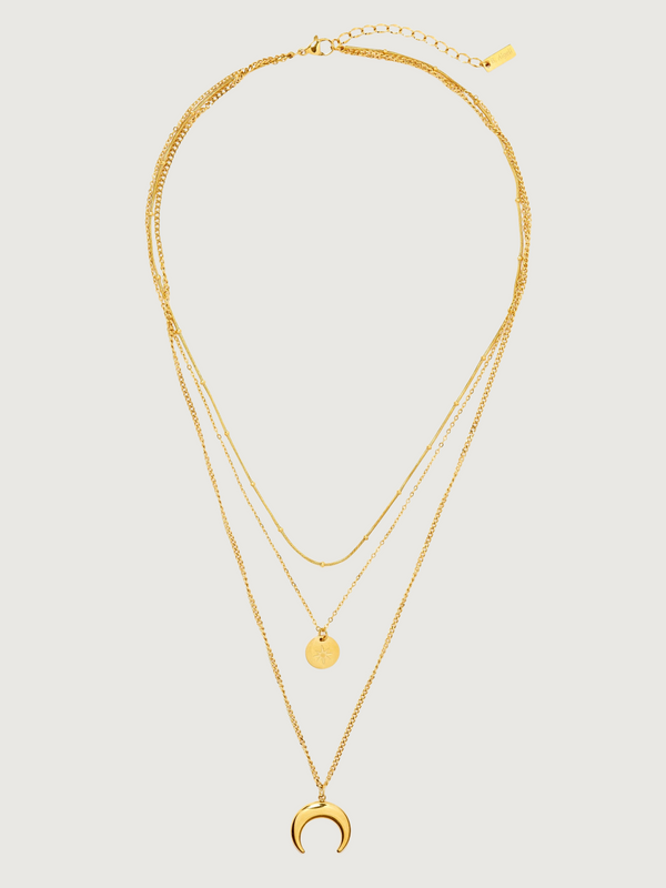 Laira Layered Necklace in 18K Gold-plated Stainless Steel