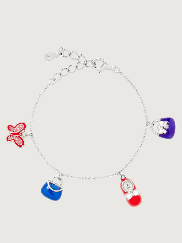 Little princess enamel charm bracelet in sterling silver