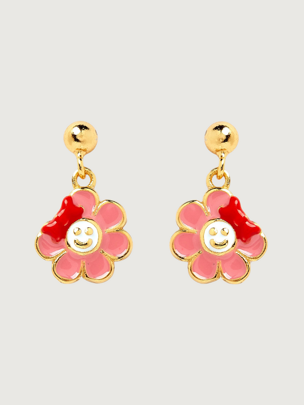 Little Princess Flower Dangle Earrings in 18k Gold Plated Sterling Silver