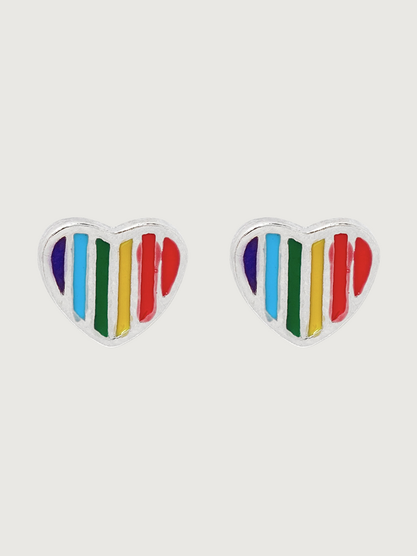 Little princess Rainbow heart stud earrings in sterling silver