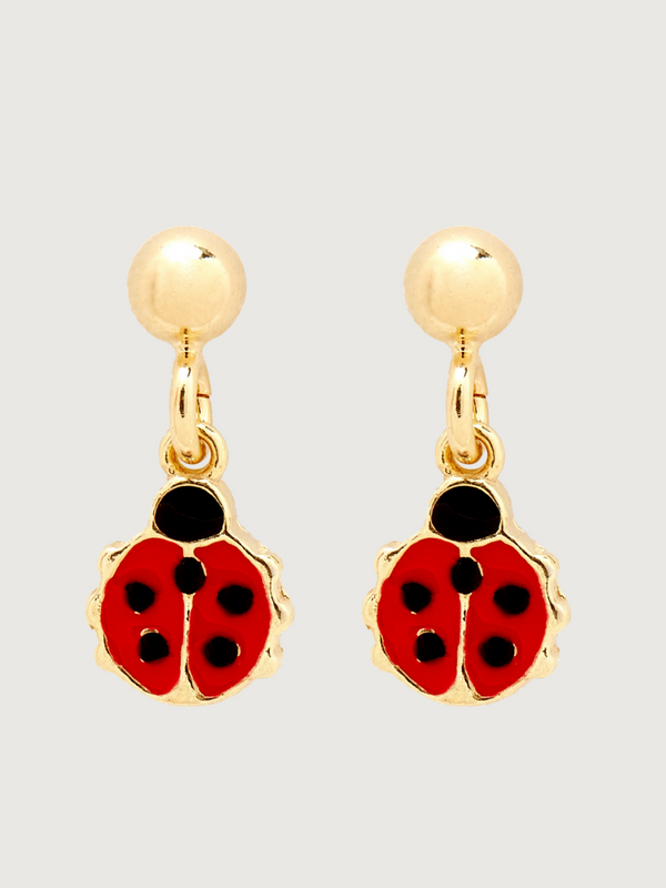 Little Princess lady bug Earrings in 18k Gold plated Sterling Silver